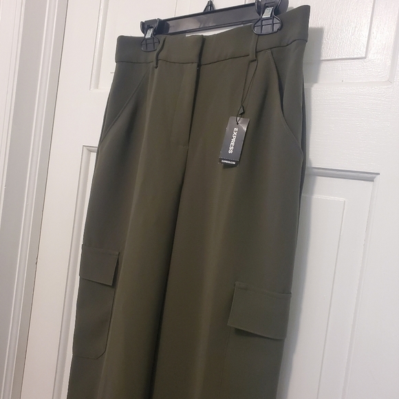 NWT Express Army Green High-Rise Trouser Pants Size 2Long Ret. $98.00 - Picture 3 of 13